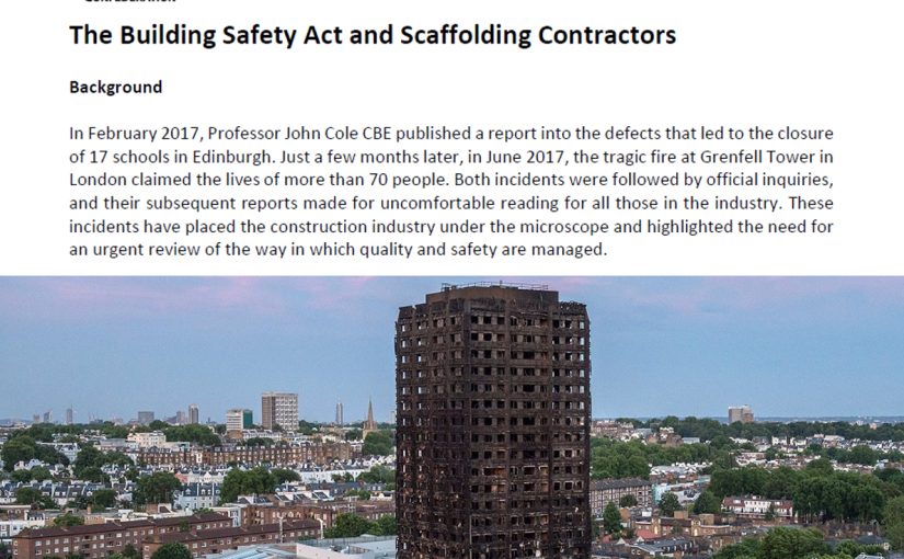 NASC Issues Safety Bulletin on Scaffolding and Fire Risk Management following Grenfell Inquiry