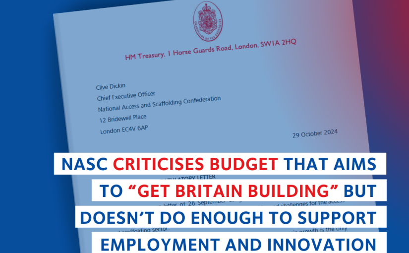 NASC criticises Budget that aims to “get Britain building” but doesn’t do enough to support employment and innovation